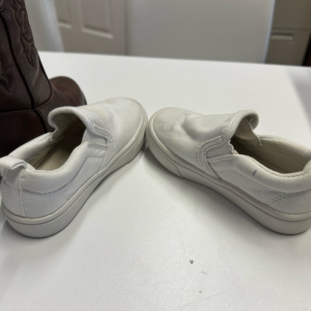Kids Brown Cowboy Boots and White Slip-On Sneakers Set - Picture 3 of 8